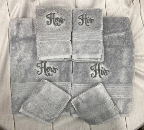 His and Hers - 6 Piece Monogrammed Towel Set