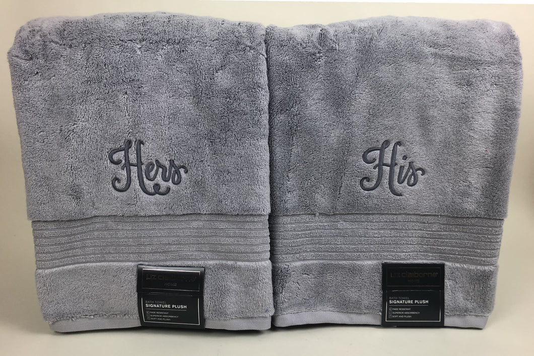 His and Hers - 2 Piece Monogrammed Bath Towel Set