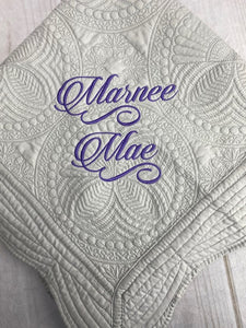 Heirloom Baby Quilt with Embroidered Name
