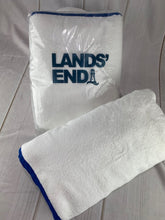 Monogrammed Lands End Towel with Cobalt Trim