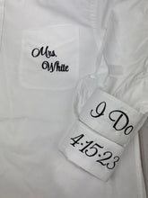 Mrs. XXX - Bride's Get Ready Shirt -  Embroidered POCKET + CUFFS