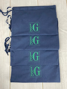 Travel Shoe Bags - 4 pack w Stacked Monogram