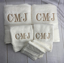 6 Piece Monogrammed Wedding Towel Gift Set