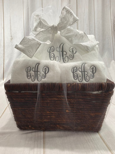 6 Piece Monogrammed Wedding Towel Gift Set